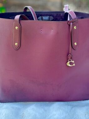 Coach Burgundy Leather Tote Bag Large Carryall Purse